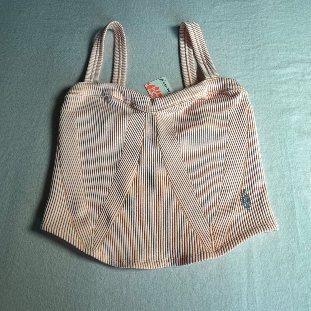 Free People Movement Free-To-Be Ribbed Tank Top Light Orange XL OB1956954 NEW